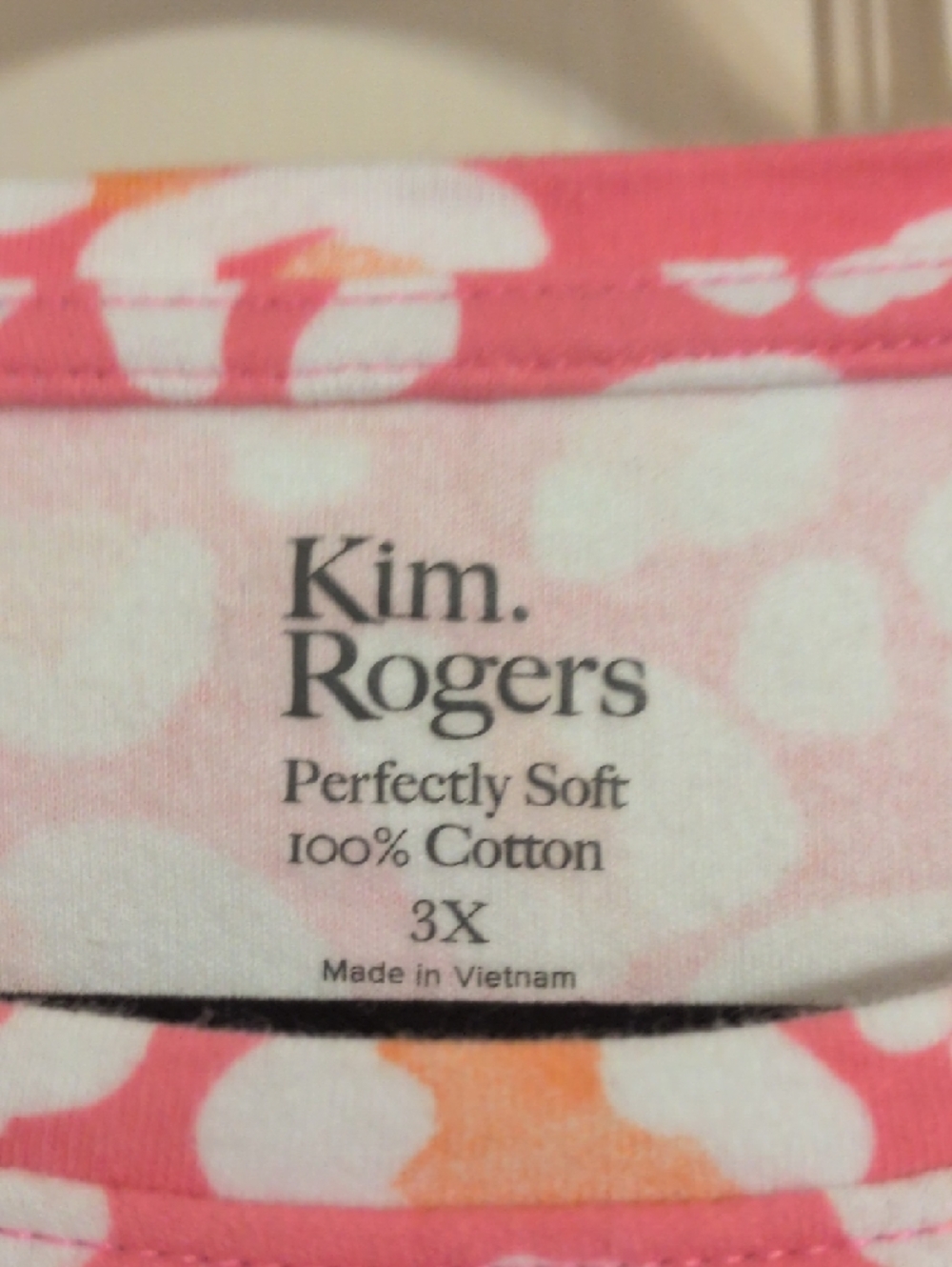 Kim Rogers Pink White Orange Leopard Print Short Sleeve Tee - Picture 2 of 4